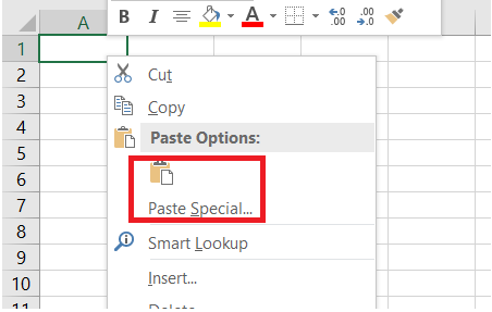 Paste option