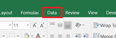 Navigate to the Data tab in the Excel ribbon