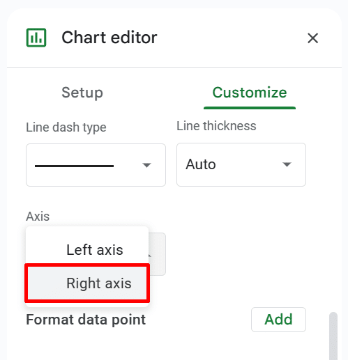 Inserting a secondary axis in Google Sheets