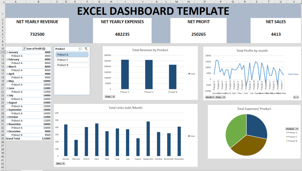 Simple Excel Dashboard Template