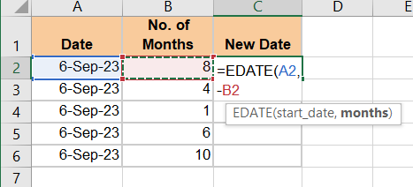 Select the cell with the number or months