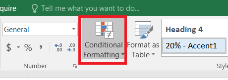 A red box showing where the conditional formatting menu item is