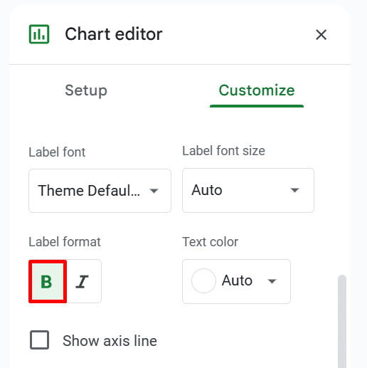 Making chart labels bold