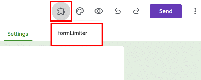 Opening the formLimiter add-on