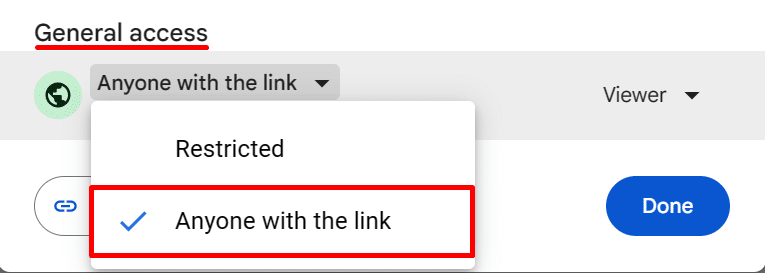 Adjusting access to "Anyone with the link" in a Google Doc