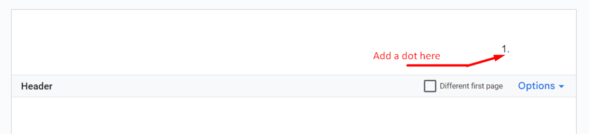 Adding a "dot" to a page number in Google Docs