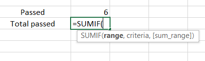 Add the sumif function to an empty cell