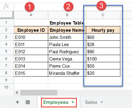 Select the column number from which you want to fetch