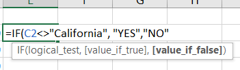 An Excel cell with the value to return of FALSE