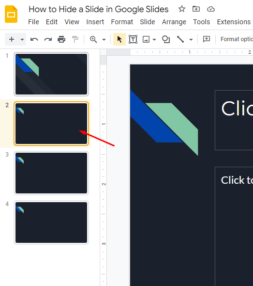 How to hide a slide in the Google Slide menu