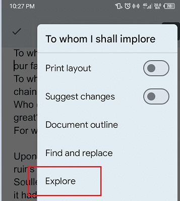 Red rectangle on the word "Explore"