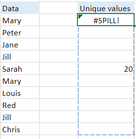 #SPILL error in Excel—what a #SPILL error looks like