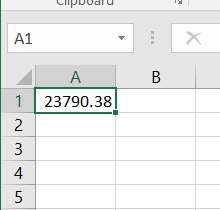 In an empty cell, input the following number, 23790.375