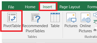 Go to Insert > Pivot Table.