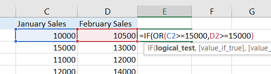 Add the second condition. In our example we’ll be using greater than equal to (>=) 15000.