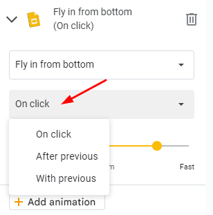 How to set the start condition of an animation