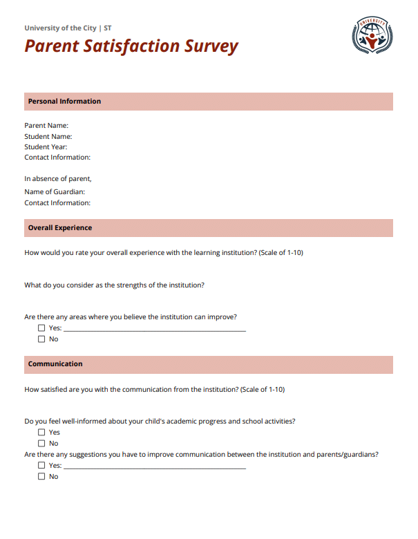 Preview of parent/guardian satisfaction survey questionnaire