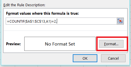 The format menu for adding this rule