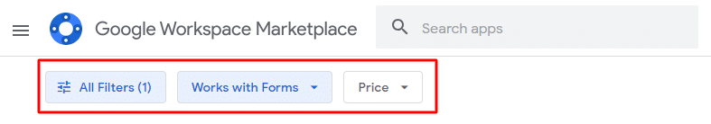 How to filter options on the Google Workspace Marketplace