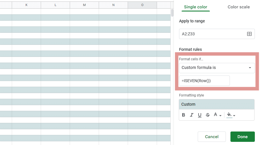 ISEVEN custom formula