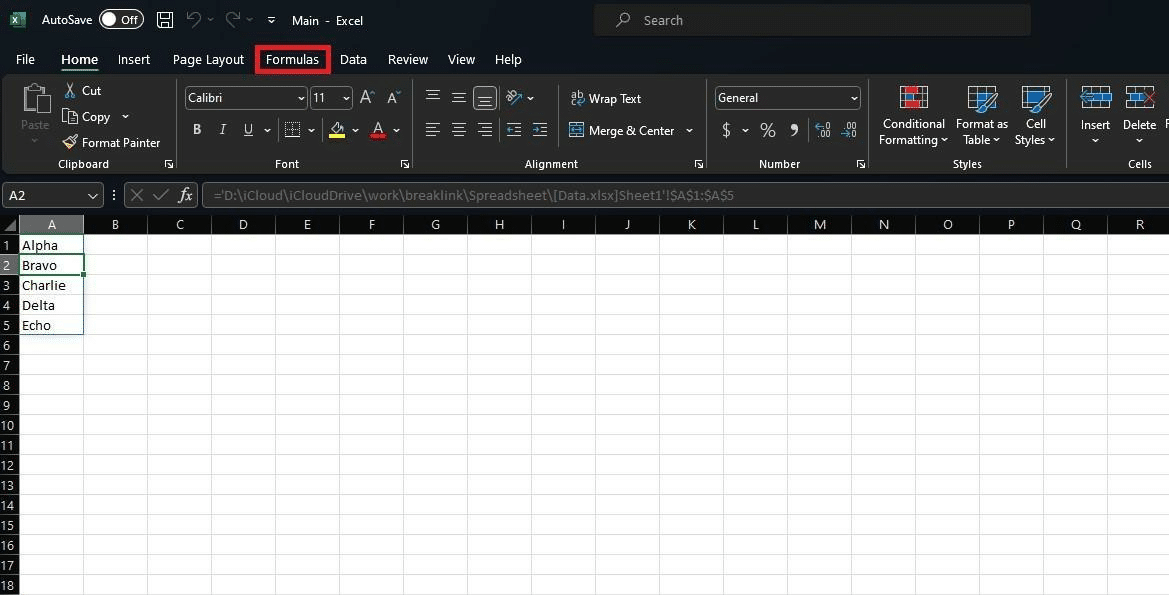 Open the formulas tab