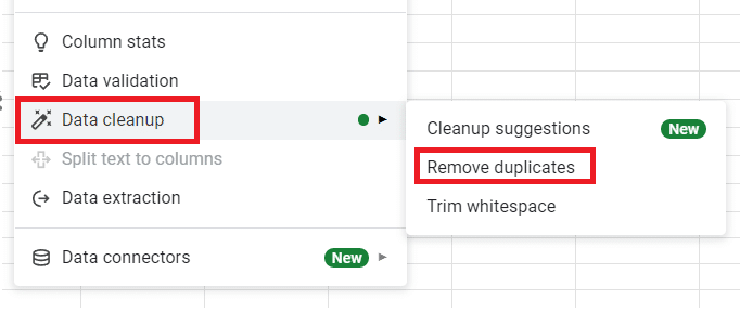 Click on the Remove duplicates option.