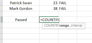 Add the countif formula