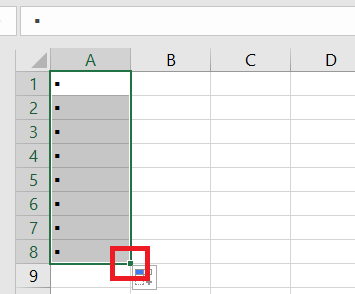 Small square to drag selected bullet points into cells