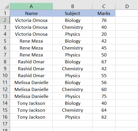 Example sheet