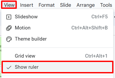 How to show ruler in Google Slides