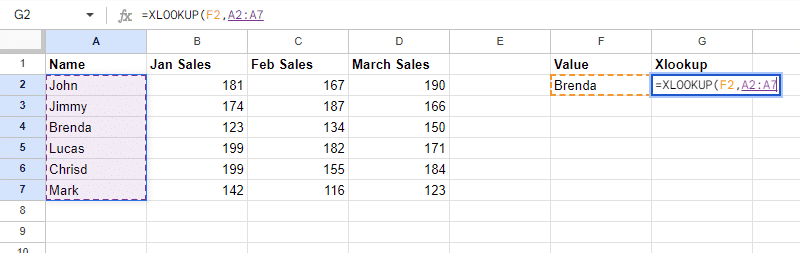 Select the column to search for the lookup value in.