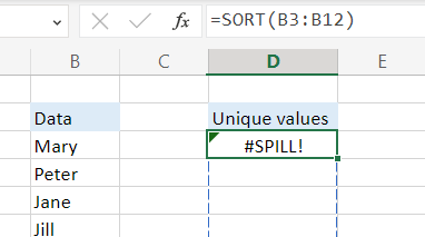 Excel cell where to select a spill error cell