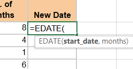 Select a cell and type in =EDATE(