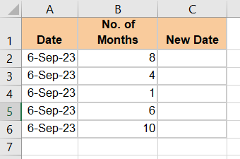 Add months to a date in Excel—Example worksheet