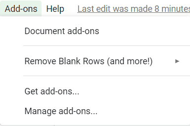 Hover the cursor on Delete empty rows option in the Add-on options