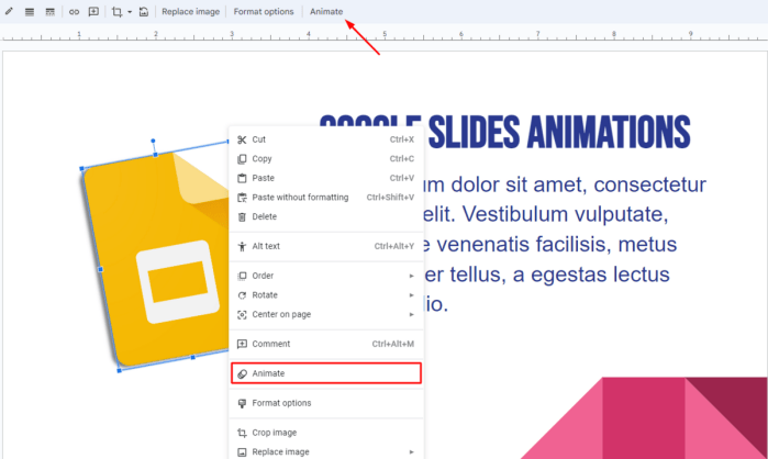 How to animate individual objects on Google Slides