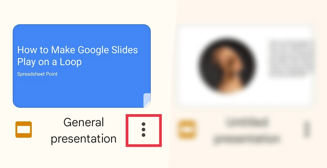 The vertical three-dot icon in the Google Slides mobile app