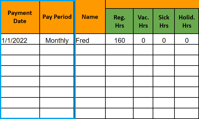 Pay period spreadsheet in Google Sheets