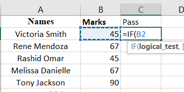 Add the cell reference to the formula