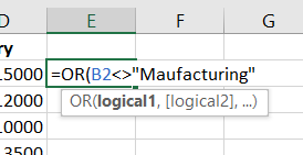 Comparison values in an Excel spreadsheet