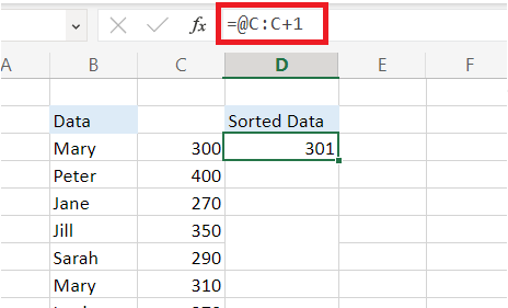 How to add an implicit intersection in Excel data