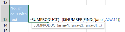 Write the first criteria in quotation marks and select the data range.