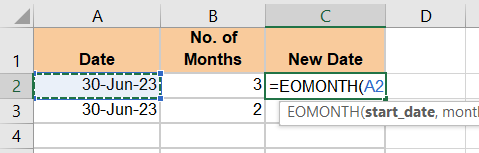 Enter or select the cell with your date