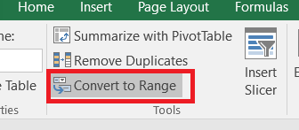 Choose the option Change to Range