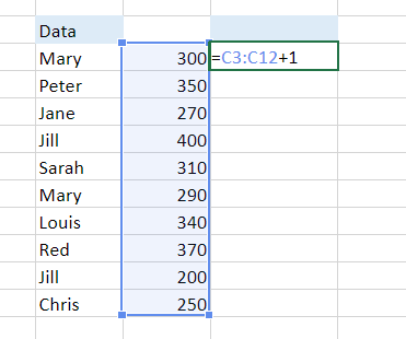 Add formula smaller range size Excel