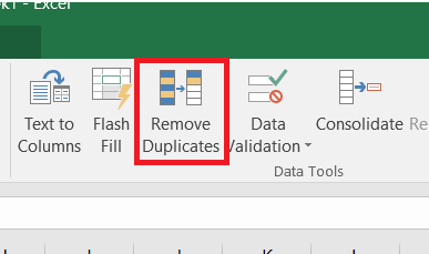 select the remove duplicates button