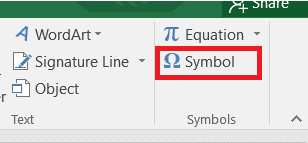 Look for the Symbol icon in the toolbar and click on it