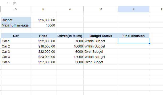 desired cell range 