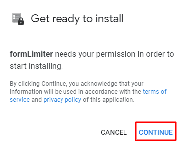 Granting permissions to formLimiter