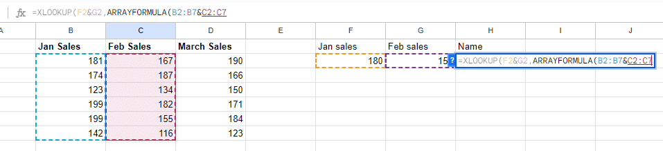 Add the ampersand sign(&) then select the second range for the second lookup value.